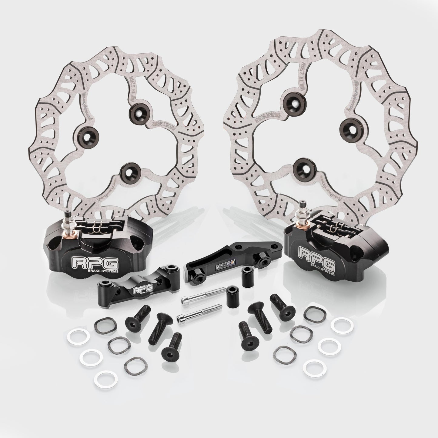 Kit de frein avant + arrière : disque de frein avant de 220 mm avec étrier de frein et adaptateur + disque de frein arrière de 200 mm avec étrier de frein et adaptateur