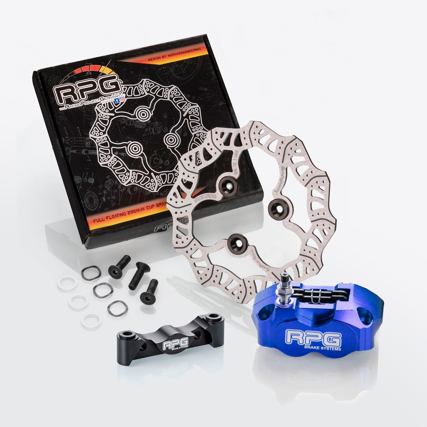 Bagbremsesæt: 200 mm bremseskive + bremsekaliber + adapter til Yamaha Aerox