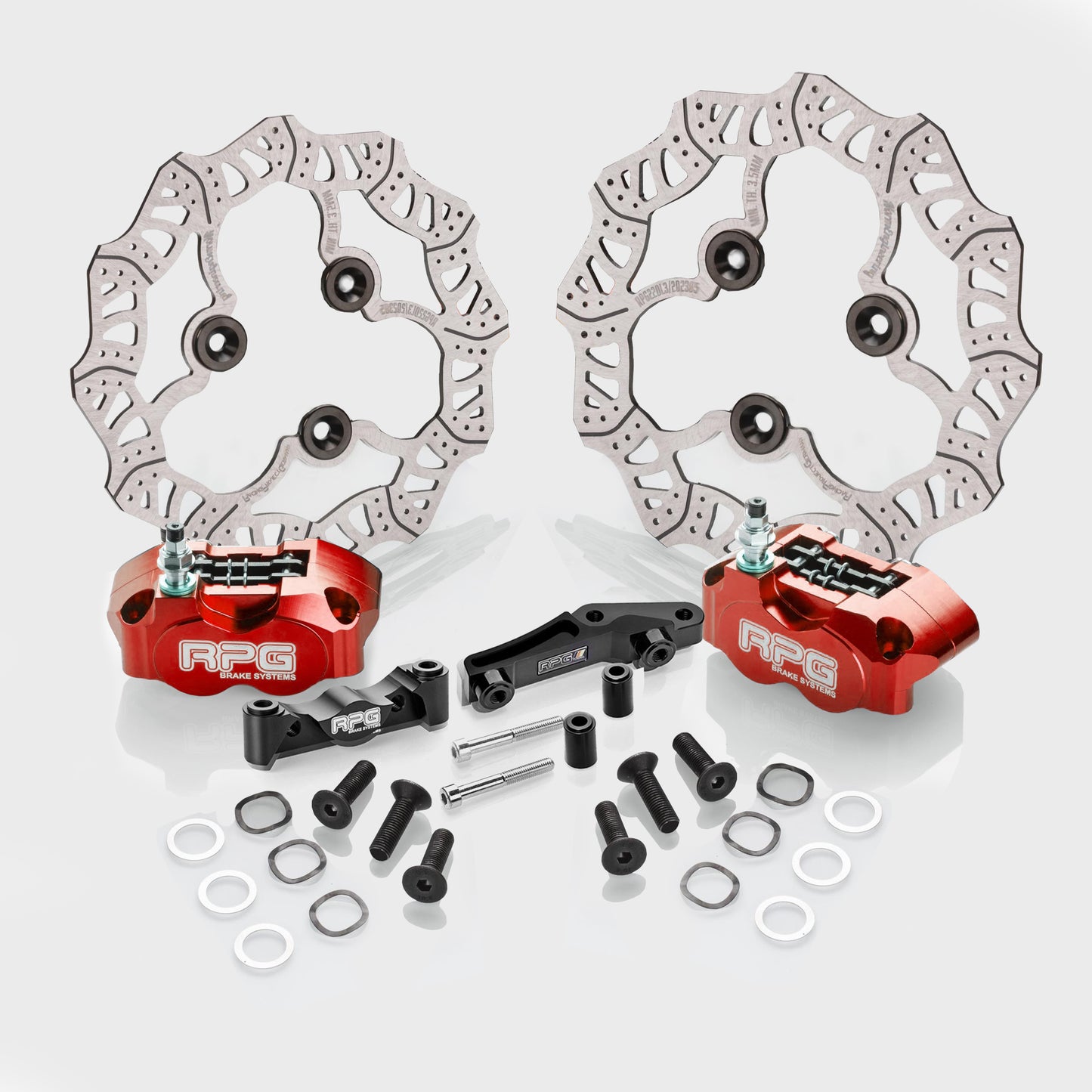 Kit de frein avant + arrière : disque de frein avant de 220 mm avec étrier de frein et adaptateur + disque de frein arrière de 200 mm avec étrier de frein et adaptateur