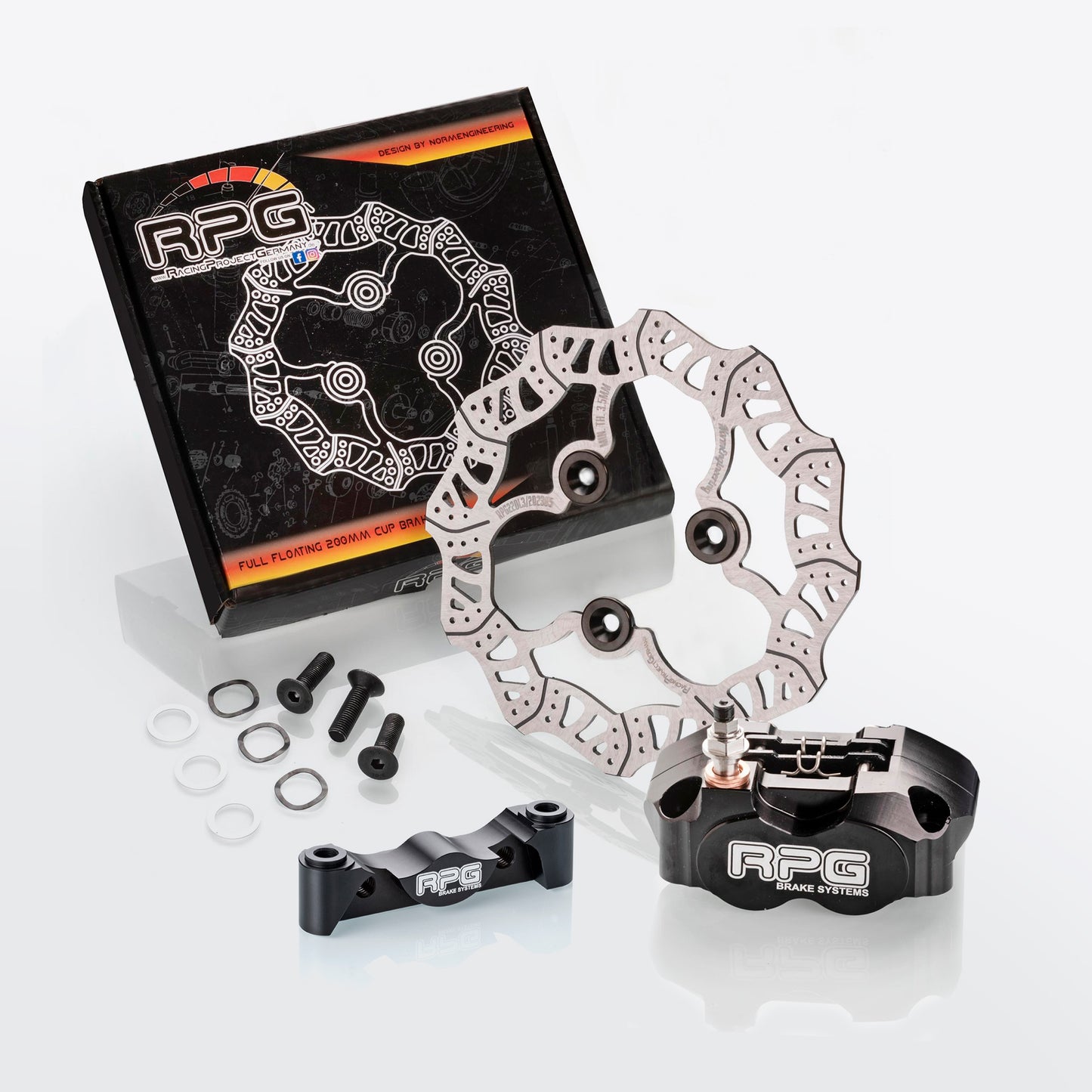 Rear brake kit: 200mm brake disc + brake caliper + adapter for Yamaha Aerox