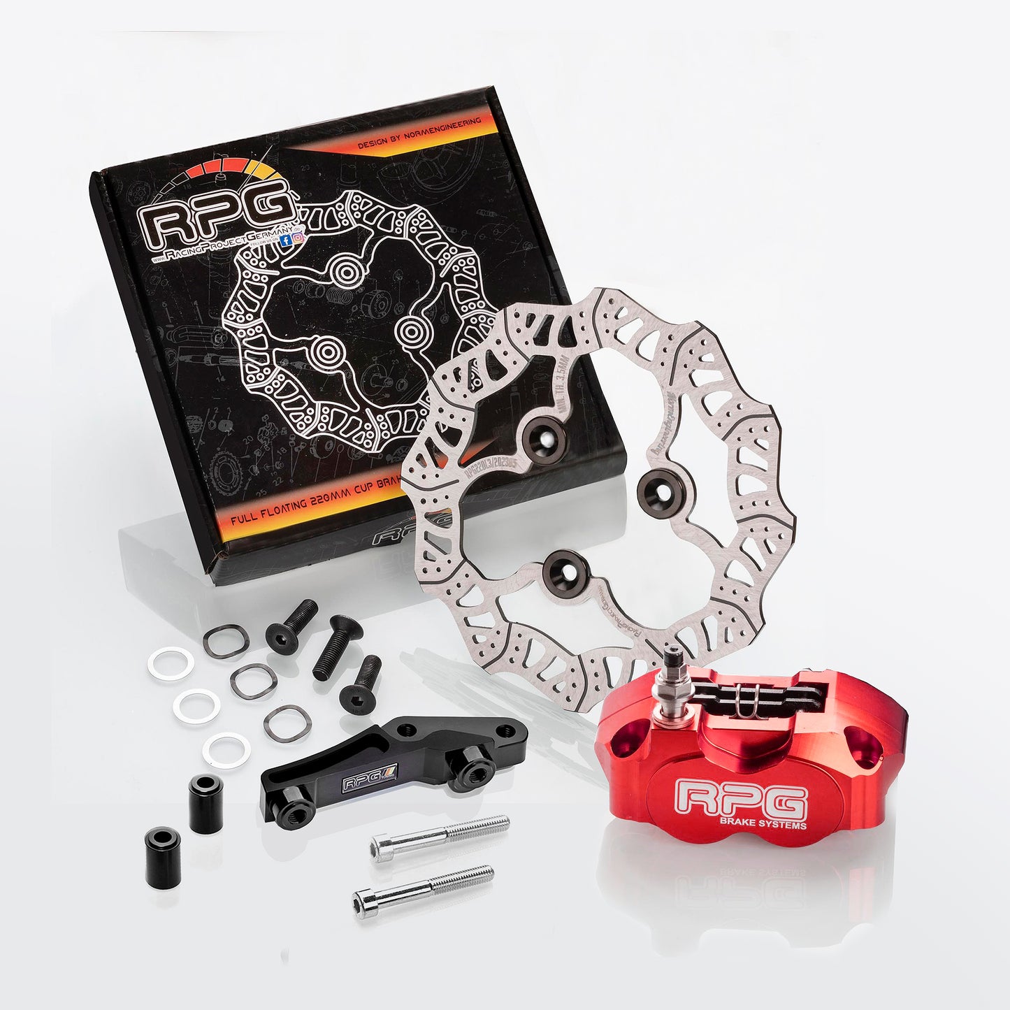 Front brake kit: 220mm brake disc + brake caliper + adapter for Yamaha Aerox 