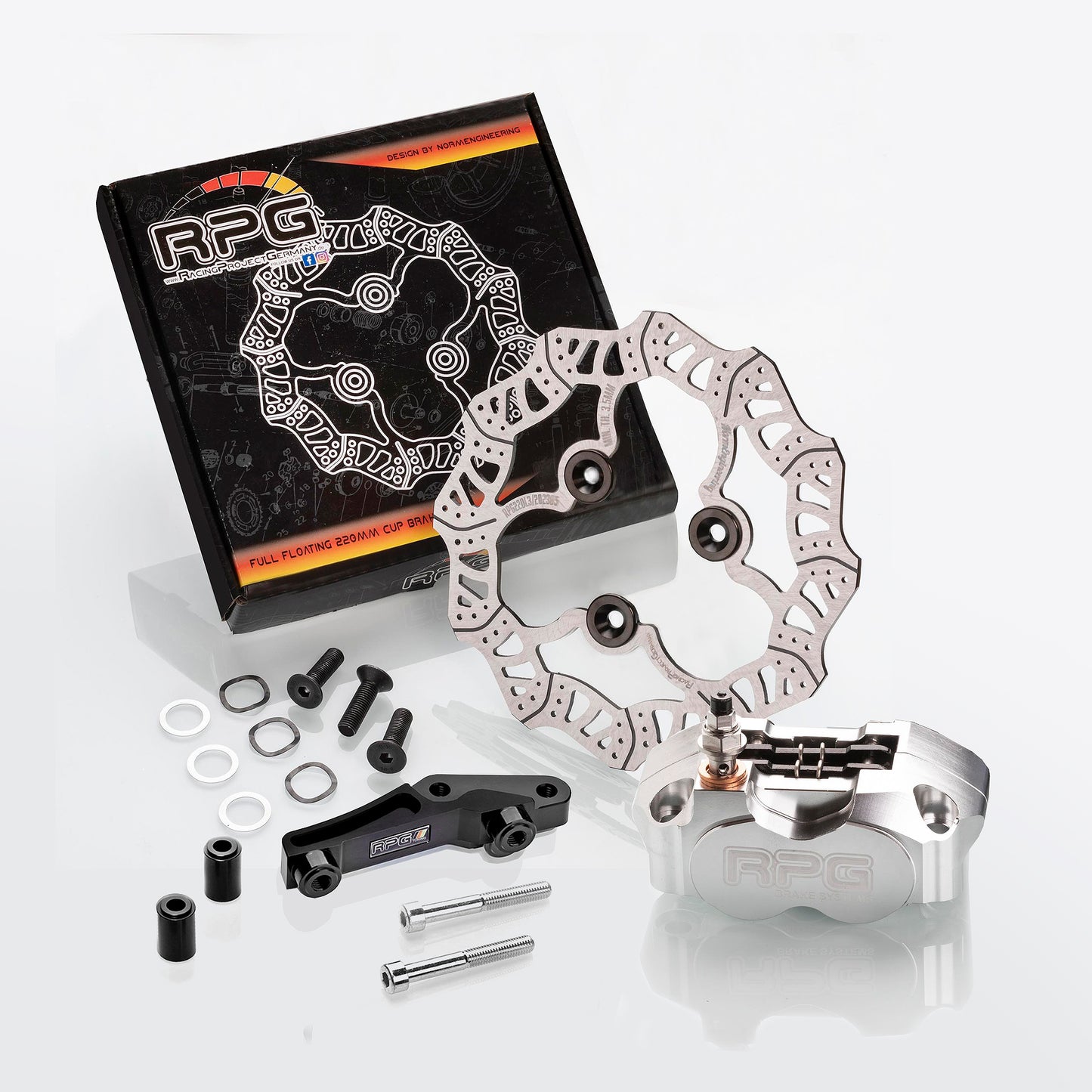 Front brake kit: 220mm brake disc + brake caliper + adapter for Yamaha Aerox 